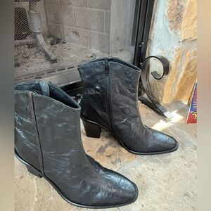 NWOT Free People Barclay Black Leather Ankle Boots Block Heel EU 41 / US 10.5